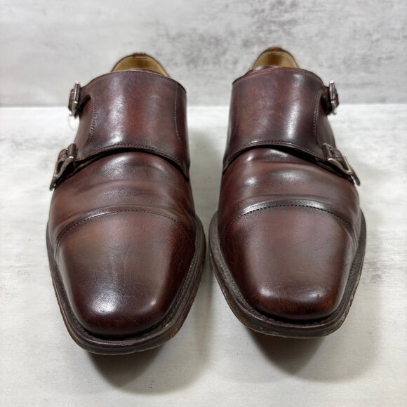 Magnanni Double Monk Strap Cap Toe Leather Shoes - Men\'s Size 8.5 - Brown main image 10